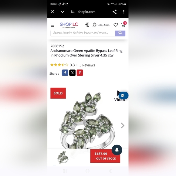 Andranomaro Green Apatite Bypass Leaf Ring in Rhodium Over 925 4.35 cwt - Picture 7 of 7